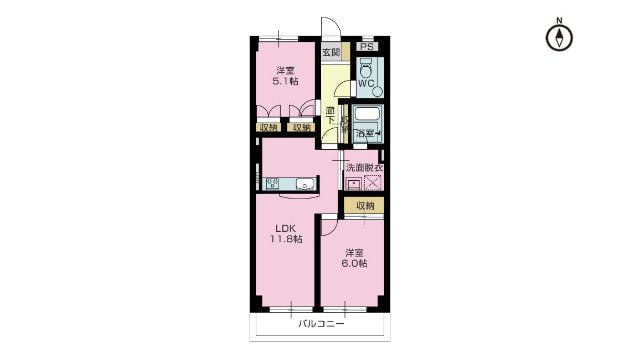 賃貸物件（住居用）フォンテーヌI　2LDK　56.70m²